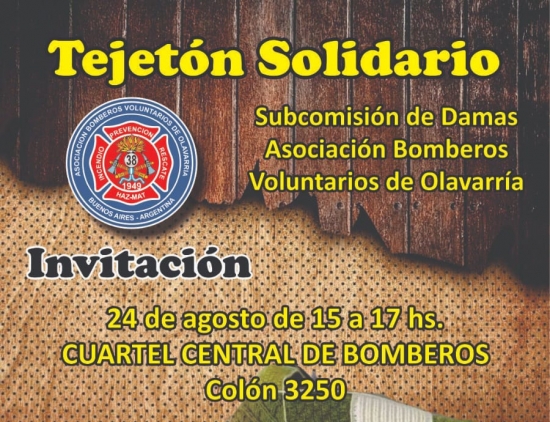 Este Sábado: Tejetón Solidario en Bomberos Olavarría